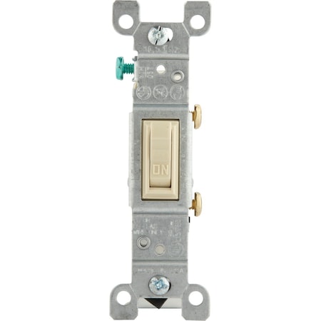 Leviton Residential Grade 15 Amp Toggle Single Pole Grounded Switch, Ivory 203-01451-02I